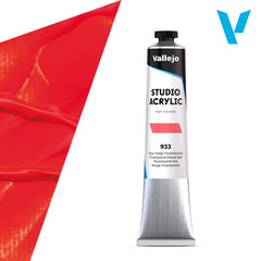 Vallejo ACRYLIC STUDIO FLUO 33:58ML. FLUORESCENT FLAME RED