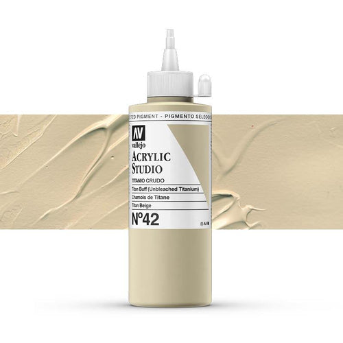 VALLEJO ACRYLIC STUDIO 42: 200 ML. TITAN BUFF (UNBLEACHED TITANIUM) - Al Masam Stationery LLC