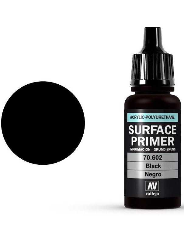 Vallejo SURFACE PRIMER 602-17ML. BLACK - Al Masam Stationery LLC