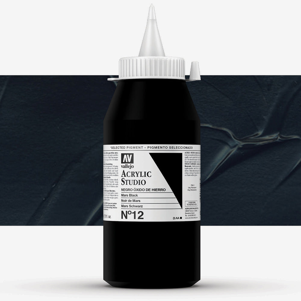 Vallejo ACRYLIC STUDIO 12: 1000 ML. MARS BLACK - Al Masam Stationery LLC