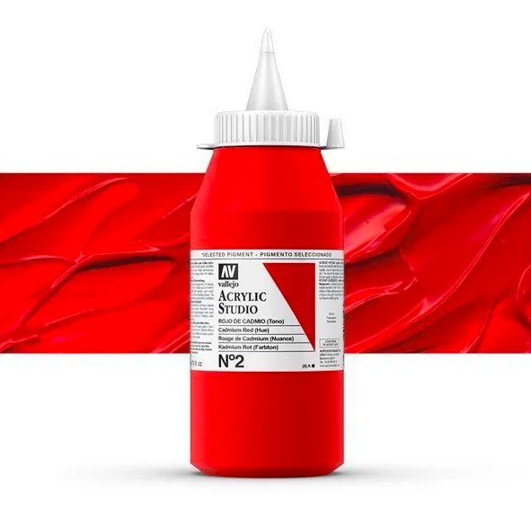 Vallejo ACRYLIC STUDIO 2: 1000 ML. CADMIUM RED (HUE) - Al Masam Stationery LLC