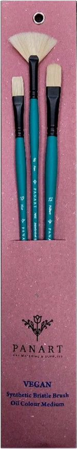 PANART VEGAN SYNTHETIC BRISTLE LH BRUSH SET R-12 F-10 FB-16 AG-12 - Al Masam Stationery LLC Main image