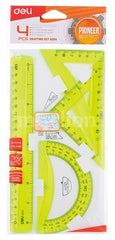 Deli Drafting Ruler Set Squares Protractor 20cm Translucent 3C