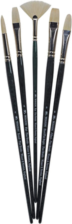 Winsor & Newton Winton Brush Set featuring three high-quality paintbrushes for artists, displayed against a neutral background.
