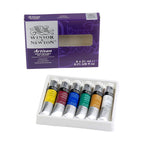 Winsor & Newton Artisan Water Mixable Oil Colour Starter Set with 6 tubes, each 21ml, in vibrant colors.