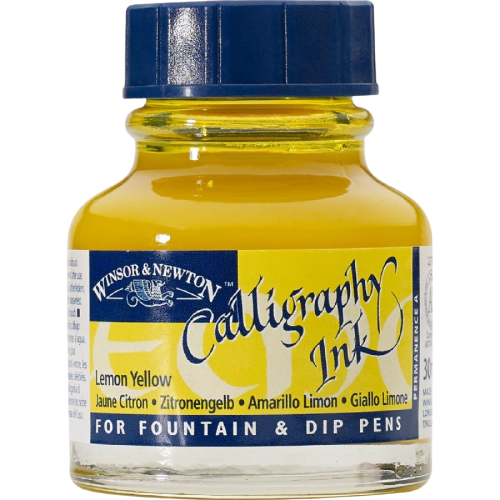 WINSOR & NEWTON : CALLIGRAPHY INK : NON CLOGGING : 30ML : LEMON YELLOW - Al Masam Stationery LLC Main image