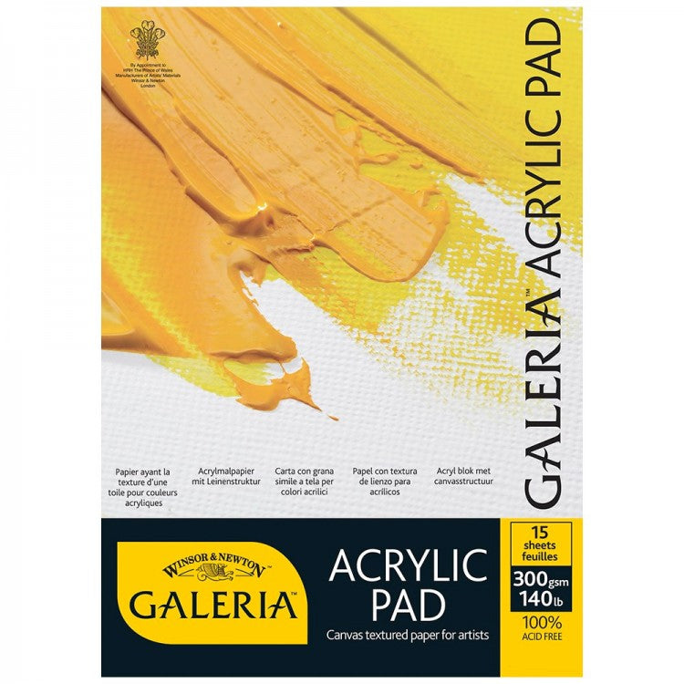 WINSOR & NEWTON : GALERIA : ACRYLIC PAD : 20X16IN (50X40CM) : 300GSM : 15 SHEETS - Al Masam Stationery LLC Main image