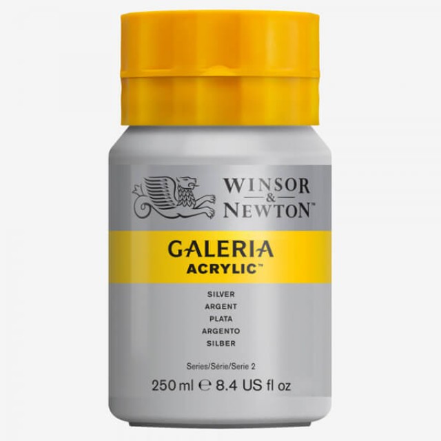 Winsor & Newton Galeria Acrylic Paint 250ml Metallic Silver - Al Masam Stationery LLC Main image