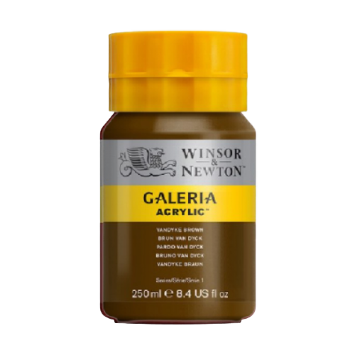 WINSOR & NEWTON : GALERIA : ACRYLIC PAINT : 250ML : VANDYKE BROWN - Al Masam Stationery LLC Main image