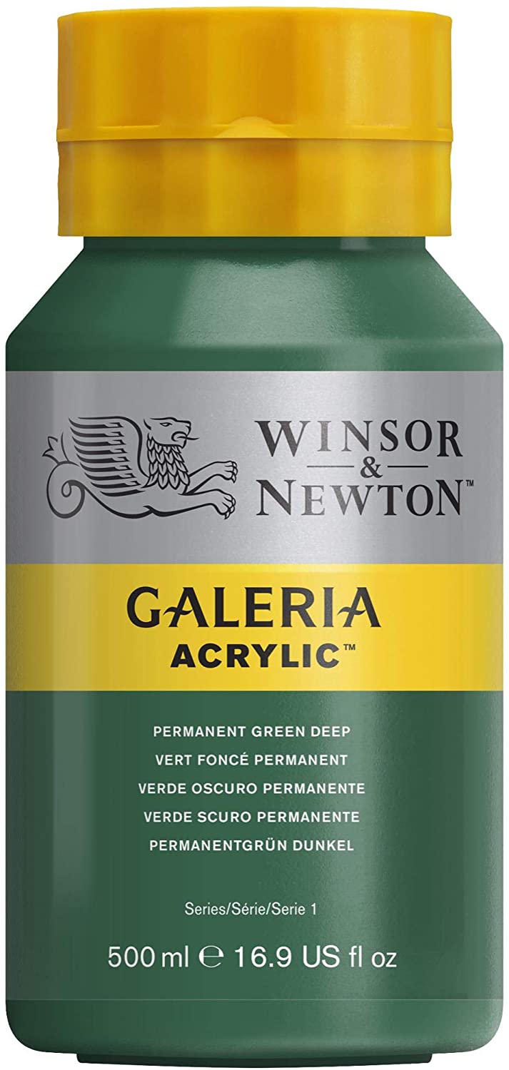 Winsor & Newton Galeria Acrylic Paint, 500ml Bottle, Permanent Green Deep - Al Masam Stationery LLC Main image