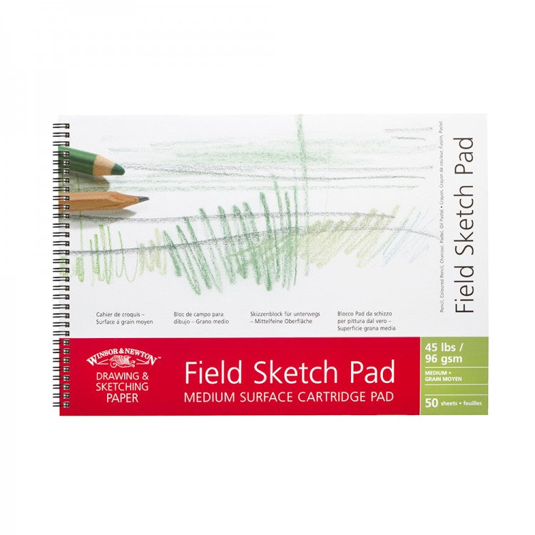 WINSOR & NEWTON : SPIRAL FIELD SKETCH PAD : 96GSM : MEDIUM : 50 SHEETS : A3 - Al Masam Stationery LLC Main image