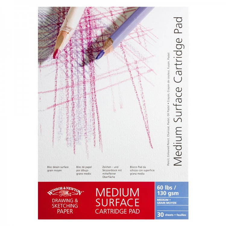 WINSOR & NEWTON : CARTRIDGE GUMMED PAD : 130GSM : MEDIUM : 30 SHEETS : A2 - Al Masam Stationery LLC