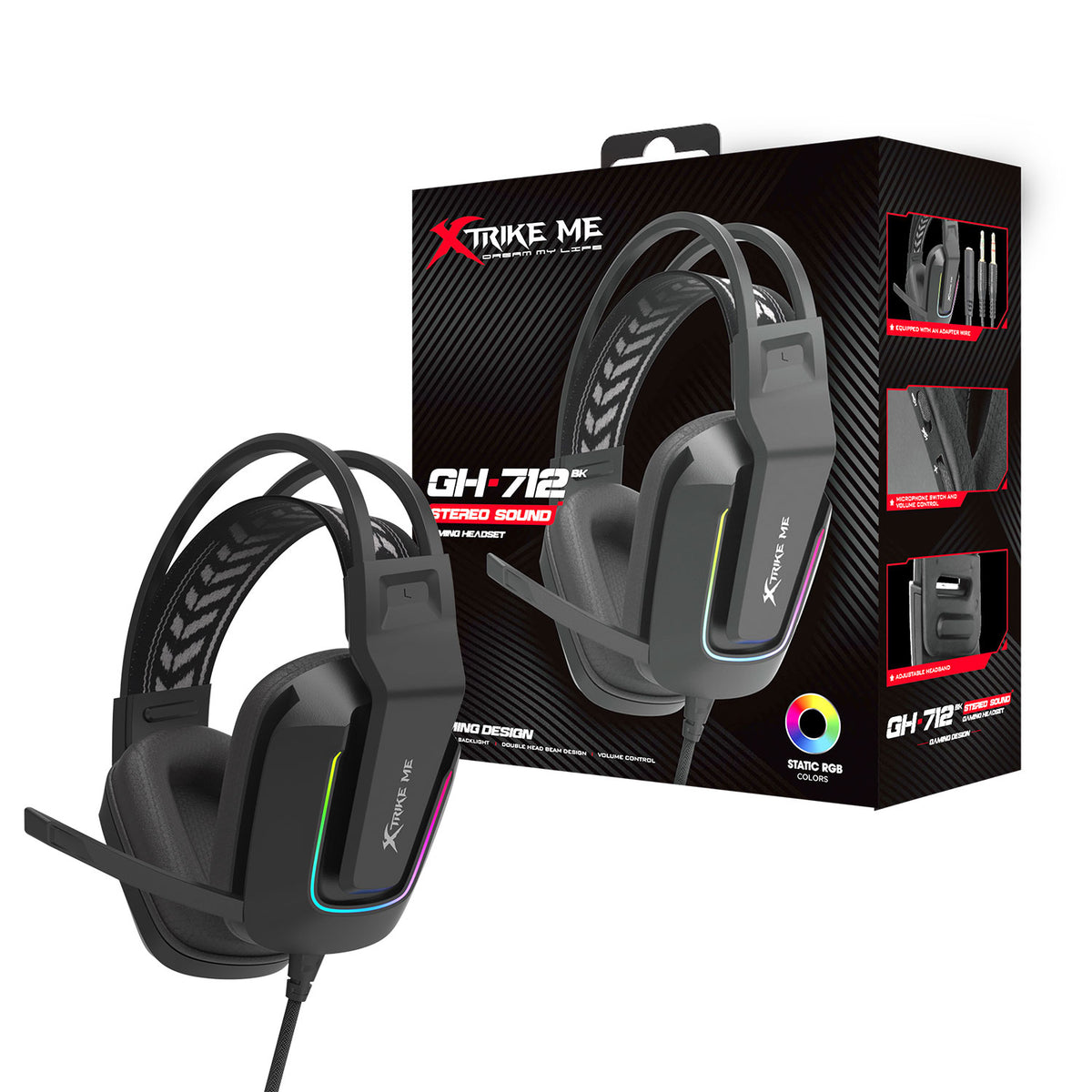 XTRIKE ME GH-712 Black  Wired Headset - Al Masam Stationery LLC - IT Accessories - IT Accessories