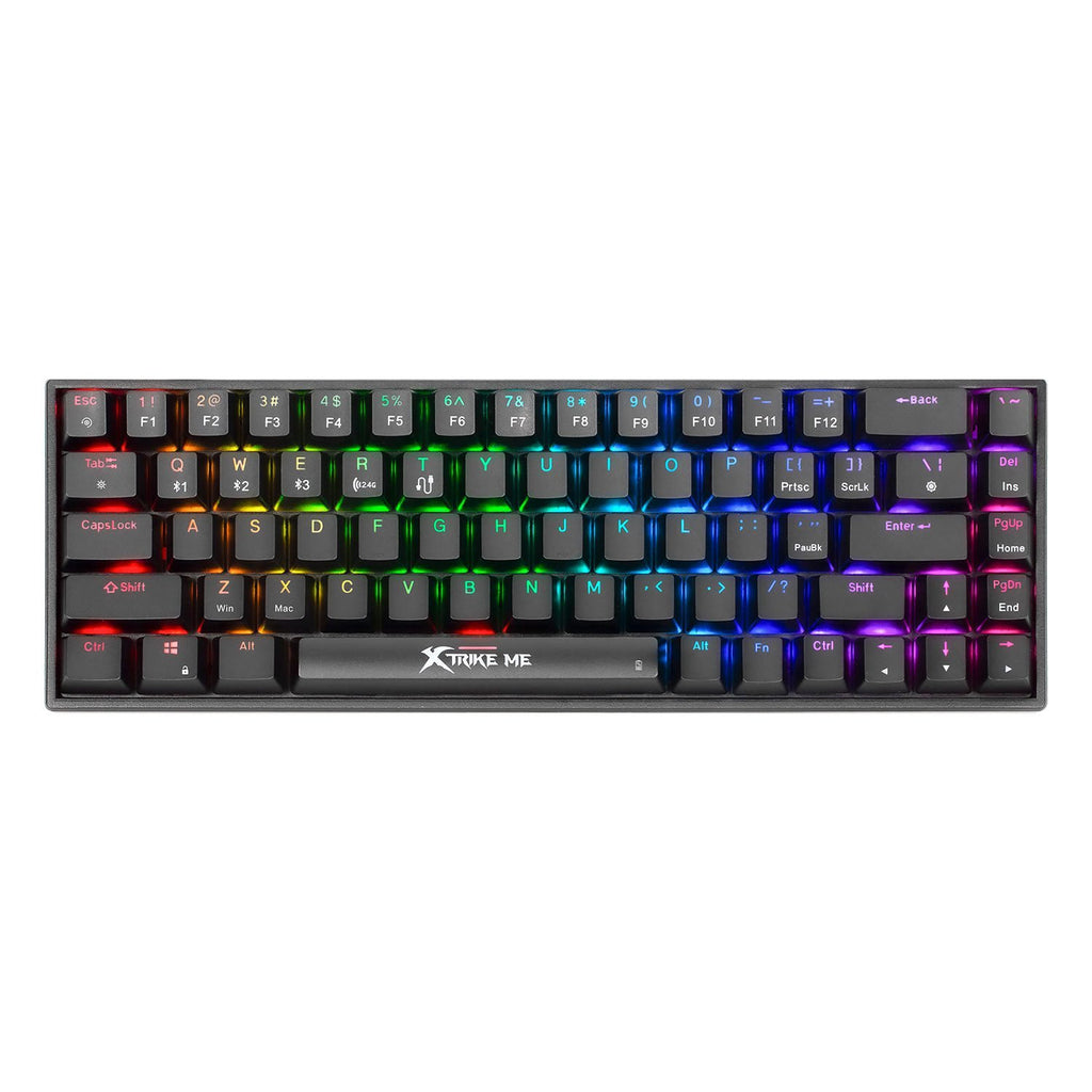 Black Xtrike Me GK-994W wireless keyboard with sleek design and illuminated keys, perfect for gaming and IT use.