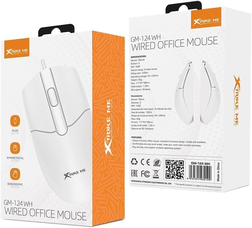 XTRIKE ME GM-124 White Wired Mouse - Al Masam Stationery LLC