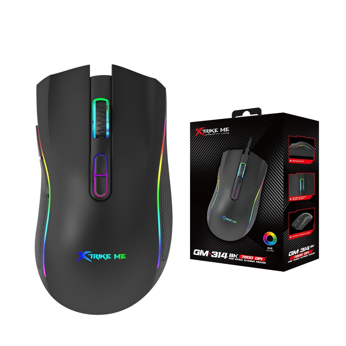 XTRIKE ME GM-314 (Black)  Wired Mouse - Al Masam Stationery LLC