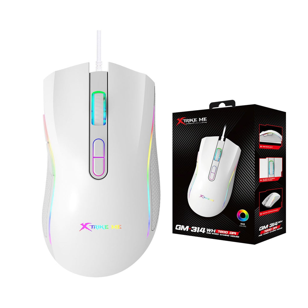 XTRIKE ME GM-314 (White)  Wired Mouse - Al Masam Stationery LLC