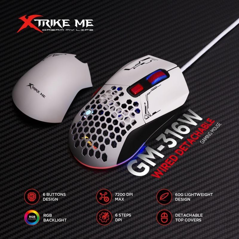 XTRIKE ME GM-316 (White)  Wired Mouse - Al Masam Stationery LLC