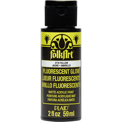 Folkart Fluorescent Glow Matte Acrylic Paints Flourescent Glow Yellow - Al Masam Stationery LLC