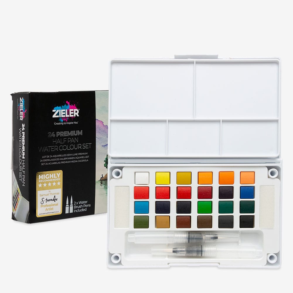 Zeiler 24 PREMIUM HALF PAN WATERCOLOUR SET - Al Masam Stationery LLC - art & craft - art & craft