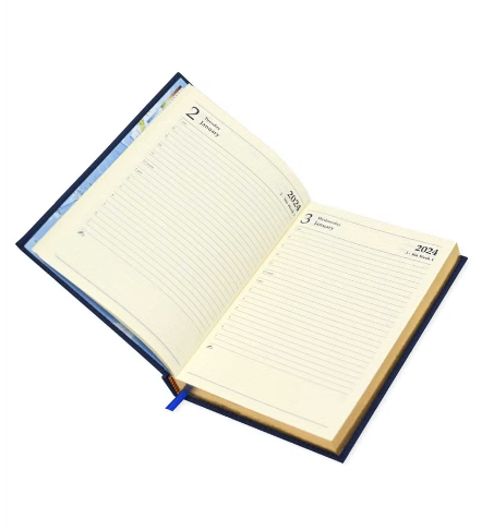 FIS Golden A5 Diary 2024 (English) Blue - Al Masam Stationery LLC